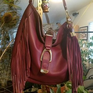 G.I.L.I. BURGUNDY FRINGE BOHO BAG